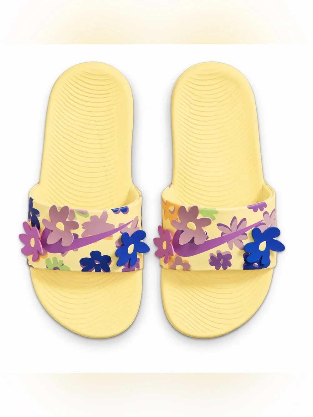 Nike Kawa Kids Yellow Floral Slide Sandals Size 1